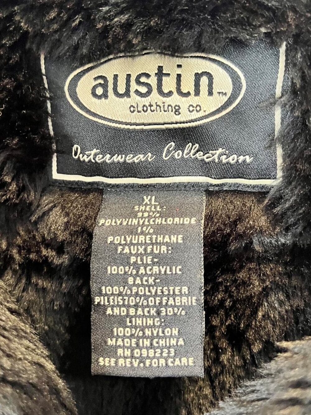 Vintage Austin Clothing Co Brown Faux Leather Jacket Faux Fur Collar size XL - Picture 3 of 6